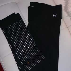 PINK rhinestone cotton leggings